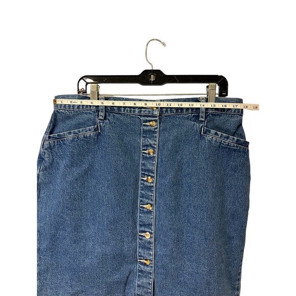 Y2K Eddie Bauer Denim Button Up Jean Skirt Pocket Medium Wash 100% Cotton Sz 18 - Picture 5 of 10